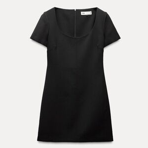 Zara black short sleeve mini dress made in Europe NWT